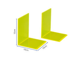 Boekensteun MAUL 10x10x13cm acryl set 2 neon geel transparant