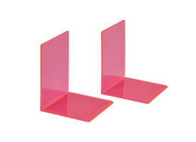 Boekensteun MAUL 10x10x13cm acryl set 2 neon rood transparant