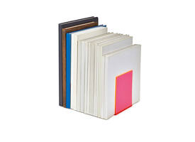 Boekensteun MAUL 10x10x13cm acryl set 2 neon rood transparant