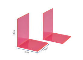 Boekensteun MAUL 10x10x13cm acryl set 2 neon rood transparant
