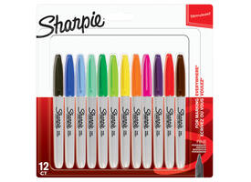 Viltstift Sharpie rond fijn assorti blister à 12 stuks