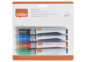 Whiteboardmarker Nobo Liquid ink schuin assorti 4mm 4st