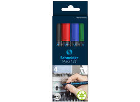 Permanent marker Schneider Maxx 133 schuin 1-4mm assorti 4 stuks