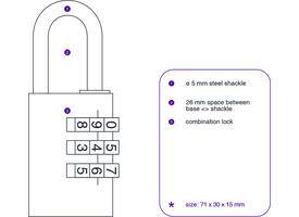 Hangslot Pavo met cijferslot 41x28x12mm