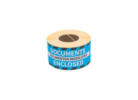 Waarschuwingsetiket Rillprint documents enclosed 46x125mm blauw 250 stuks