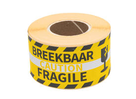Waarschuwingsetiket Rillprint fragile 46x125mm geel 250 stuks