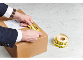 Waarschuwingsetiket Rillprint fragile 46x125mm geel 250 stuks