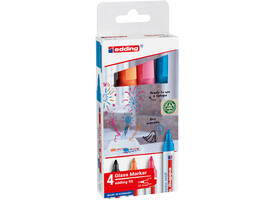 Viltstift edding 95 glasbord rond 1.5-3mm incl zwart assorti 4 stuks