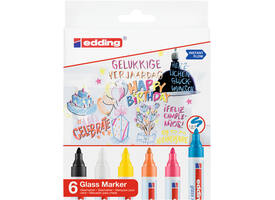 Viltstift edding 95 glasbord rond 1.5-3mm incl wt en zw assorti 6st