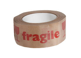 Waarschuwingstape IEZZY 50mmx50m 80p gerecycled papier bruin/rood