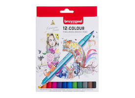 Duotip Bruynzeel Expression fineliner en brushpen assorti 12 stuks