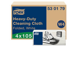 Reinigingsdoek Tork W4 Premium Heavy-Duty gevouwen 1-laags 4x105 vel wit 530179