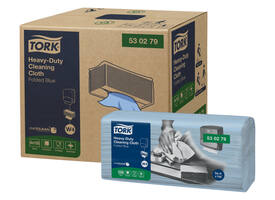 Reinigingsdoek Tork W4 Premium Heavy-Duty gevouwen 1-laags 4x105 vel blauw 530279