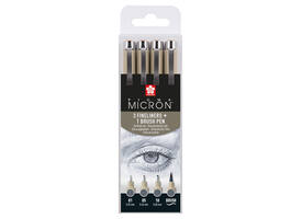 Fineliner Sakura Pigma Micron koelgrijs set 4 maten