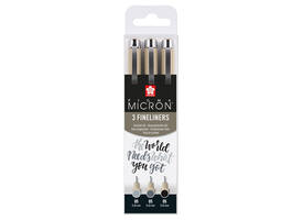 Fineliner Sakura Pigma Micron 05 set zwart & grijs 3 maten