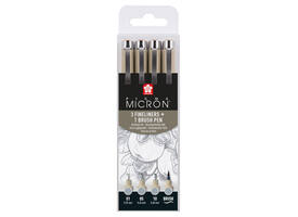 Fineliner Sakura Pigma Micron lichtgrijs set 4 maten