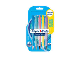 Balpen Paper Mate Flexgrip drukknop pastel schrijfkleur zwart