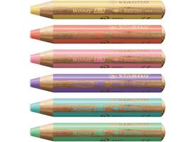 Kleurpotloden STABILO 880 woody slijper pastel assorti 6 stuks