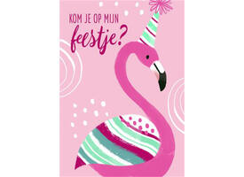 Wenskaart Hallmark uitnodiging flamingo pak à 5 stuks