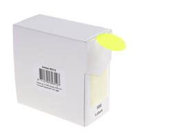 Etiket rillprint 35mm 500st op rol fluor geel