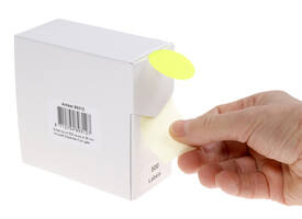 Etiket rillprint 35mm 500st op rol fluor geel