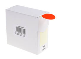 Etiket rillprint 35mm 500st op rol fluor rood