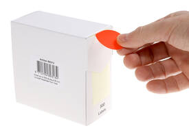 Etiket rillprint 35mm 500st op rol fluor rood
