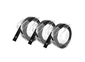 Reliëftape Dymo embossing plastic 9mm zwart op wit 3 stuks