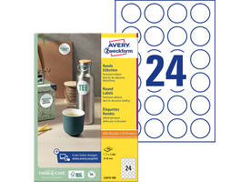 Etiket Avery L3415 rond 40mm wit 2400 stuks