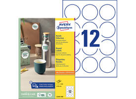 Etiket Avery L3416 rond 60mm wit 1200 stuks