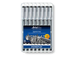 Fineliner Staedtler Pigment 308 zwart 8 stuks