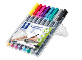 Viltstift Staedtler Lumocolor 318 permanent F set à 8 kleuren