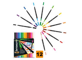 Kleurstiften Bic Intensity dual-tip assorti etui à 12 stuks