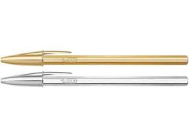 Balpen BIC Cristal medium goud en zilver