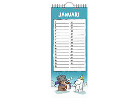 Verjaardagskalender Lannoo Ritstier 130x325 blauw