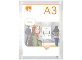 Infobord Nobo Premium Plus A3 acryl wand verplaatsbaar