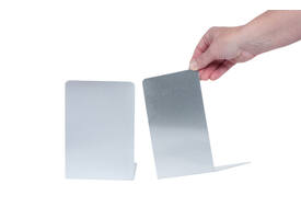 Boekensteun MAUL aluminium 12x12x17.5cm set 2 zilver