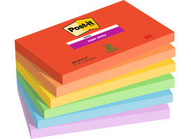Memoblok Post-it 655 Super Sticky 76x127mm Playful 6 stuks