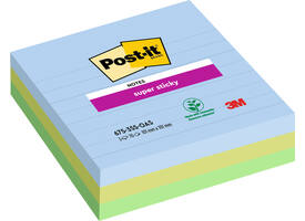 Memoblok Post-it 675-3 Super Sticky 101x101mm Oasis 3 stuks