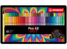 Viltstift STABILO Pen 68 Arty medium assorti blik à 66 stuks