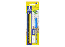 Schrijfset Staedtler 2 Noris potloden HB-balpen-gum-slijper-liniaal