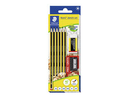 Potlood Staedtler Noris HB blister à 6 stuks met gum en gratis slijper