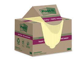 Memoblok Post-it Super Sticky 654 RSS12CY recycled 76x76mm canary yellow 12 stuks