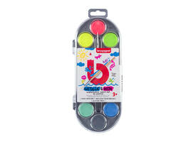 Waterverfset Bruynzeel Kids penseel assorti metallic en neon 12 napjes