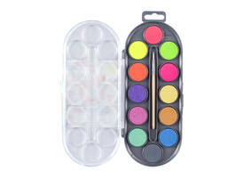 Waterverfset Bruynzeel Kids penseel assorti metallic en neon 12 napjes