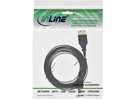 Kabel InlLne USB-A mini-B 2.0 platte kabel 2 meter zwart