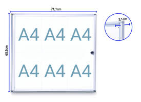 Binnenvitrine wand MAULextraslim whiteboard 6xA4 met slot