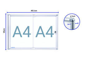 Binnenvitrine wand MAULextraslim whiteboard 2xA4 met slot
