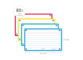 Flashcard Oxford 2.0 75x125mm 80 vel 250gr lijn assorti