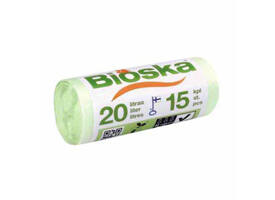 Afvalzak Bioska zetmeel 42x50cm 20 liter groen rol à 15 stuks